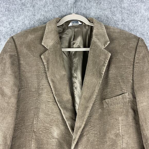 Joseph & Feiss Corduroy Blazer Sport Coat Mens 50R Beige Cotton 2 Button FLAW - Picture 2 of 16